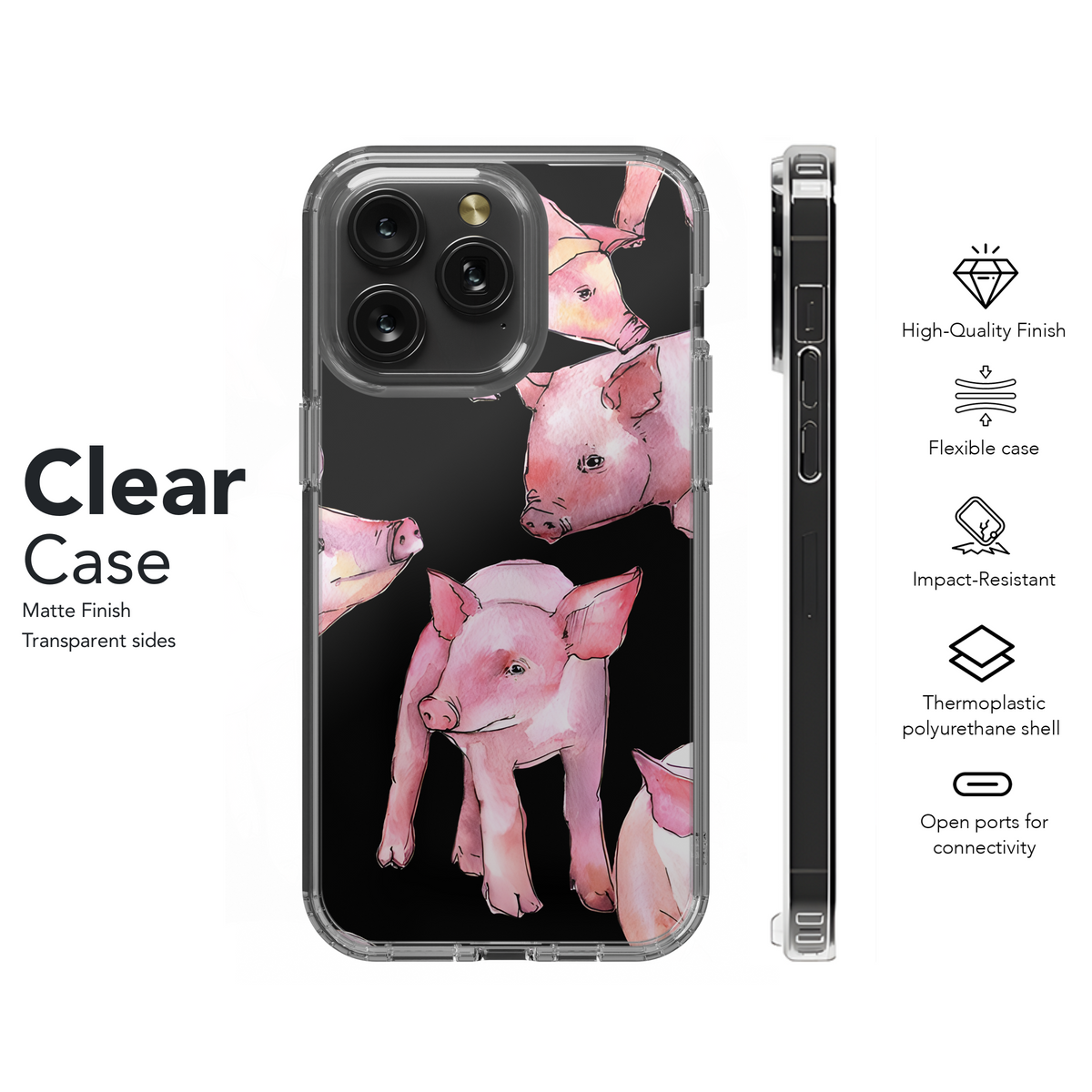 Pig Watercolor Animal Phone Case iPhone Samsung Cover Pixel 3982 - Image 8