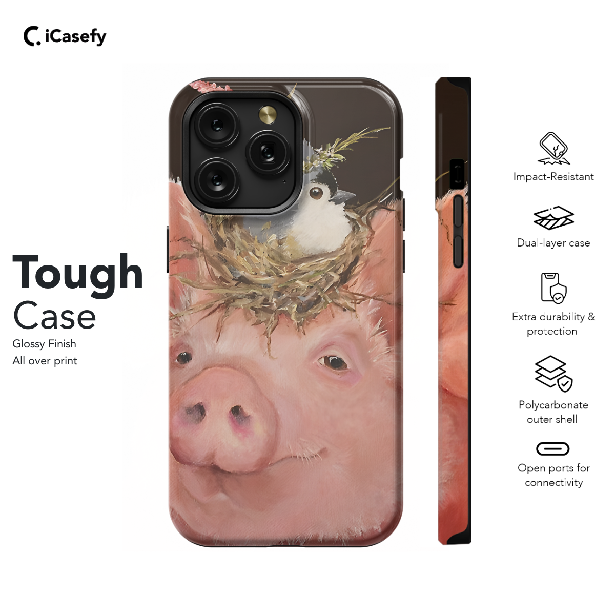 Pig with Bird Nest Phone Case iPhone Samsung Pixel & More 270 - Image 5