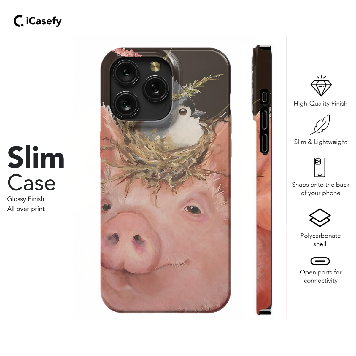 Pig with Bird Nest Phone Case iPhone Samsung Pixel & More 270 - Image 6