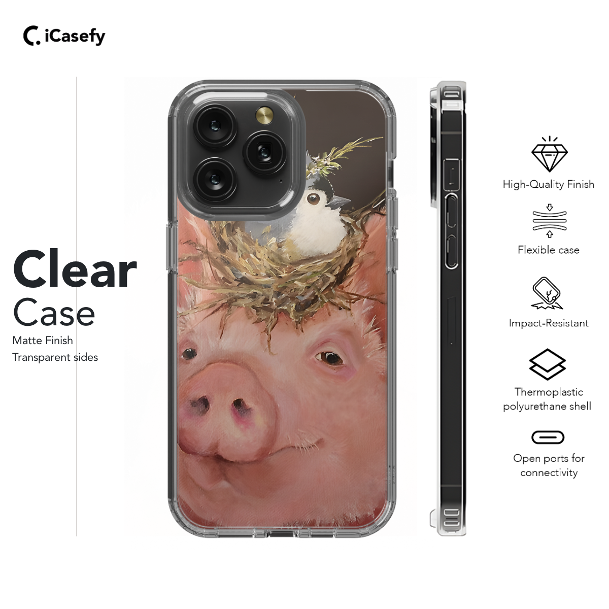 Pig with Bird Nest Phone Case iPhone Samsung Pixel & More 270 - Image 7