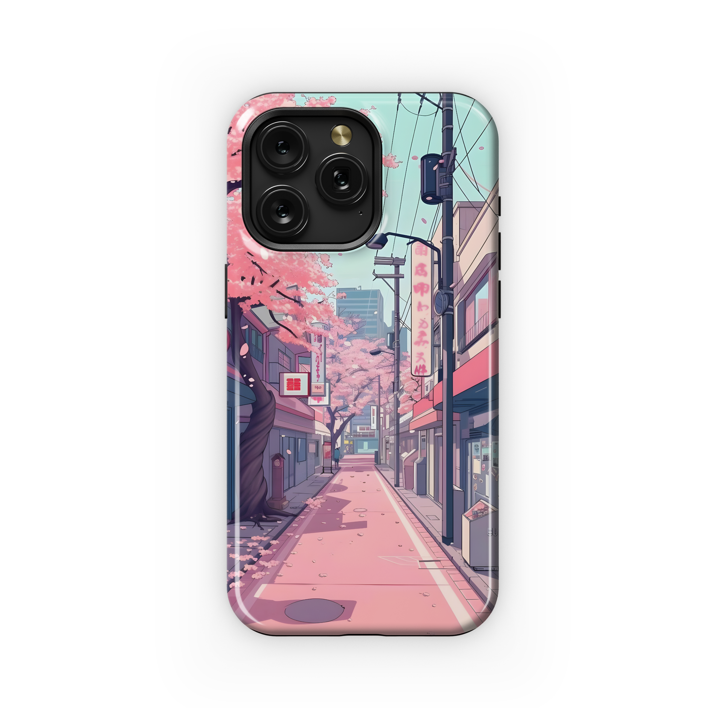 Pink Blossom Street
 Phone Case iPhone Samsung Cover Pixel 4490 - Image 1