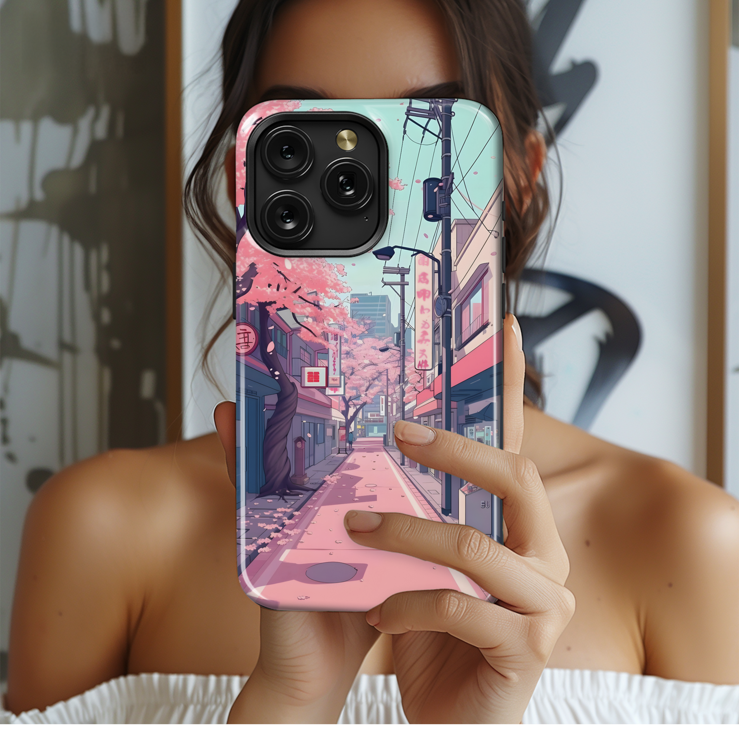 Pink Blossom Street
 Phone Case iPhone Samsung Cover Pixel 4490 - Image 2