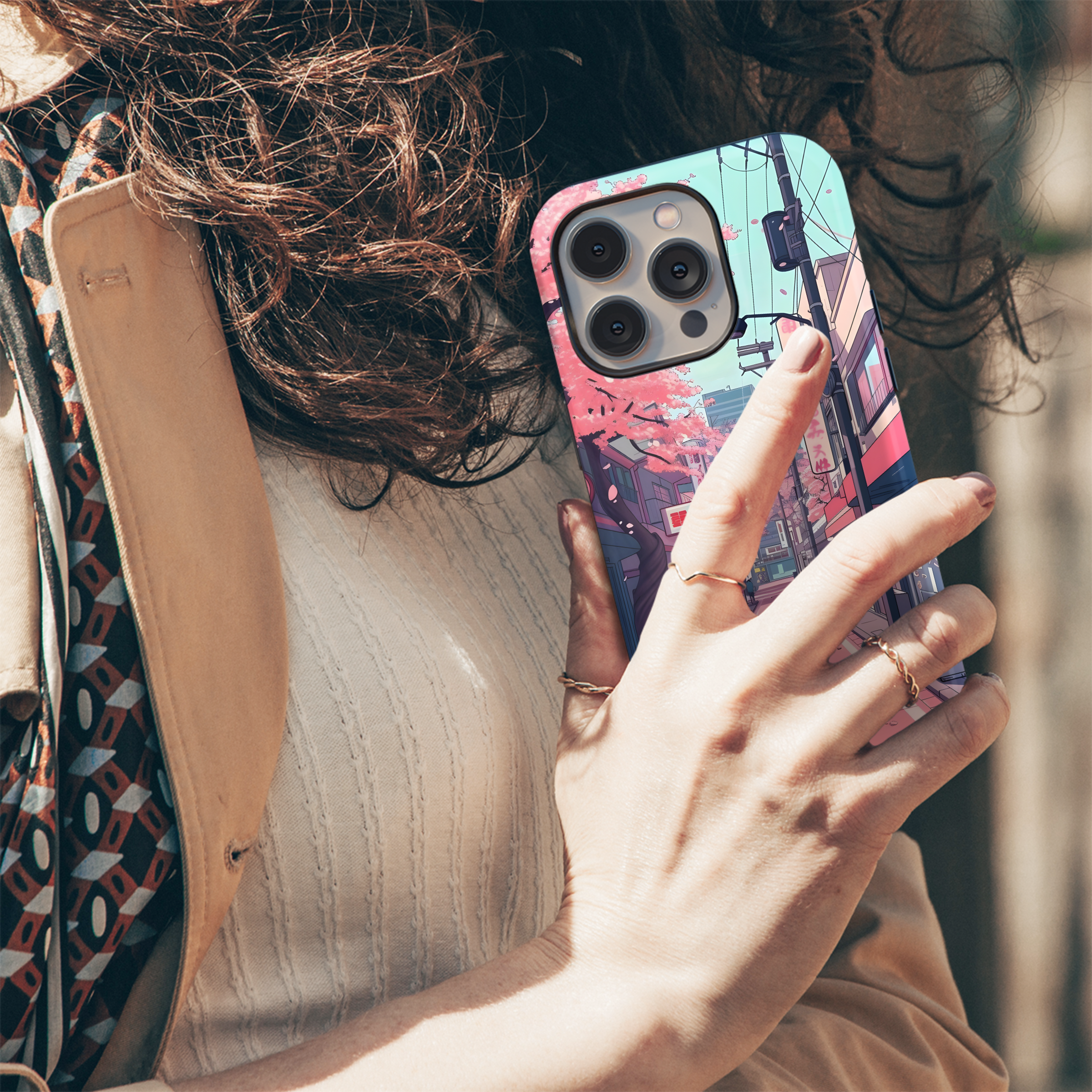 Pink Blossom Street
 Phone Case iPhone Samsung Cover Pixel 4490 - Image 5