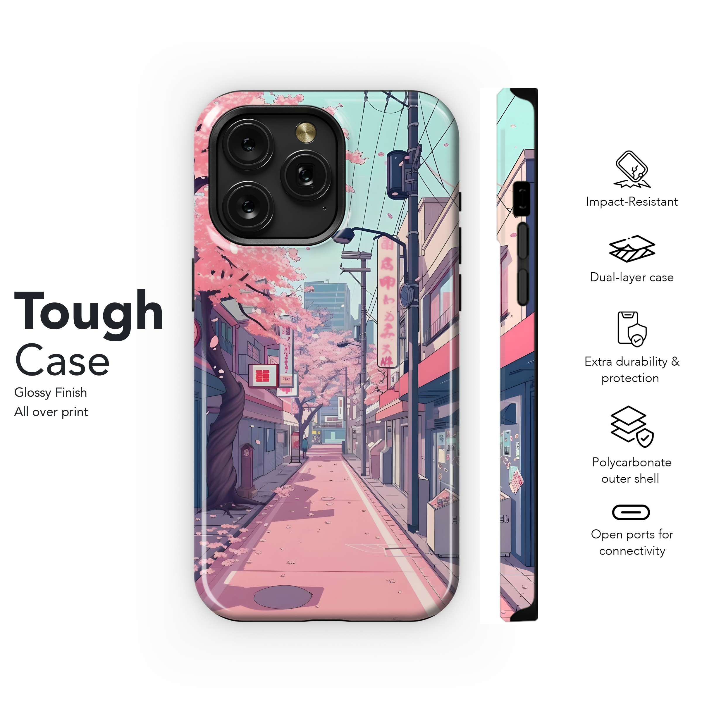 Pink Blossom Street
 Phone Case iPhone Samsung Cover Pixel 4490 - Image 6