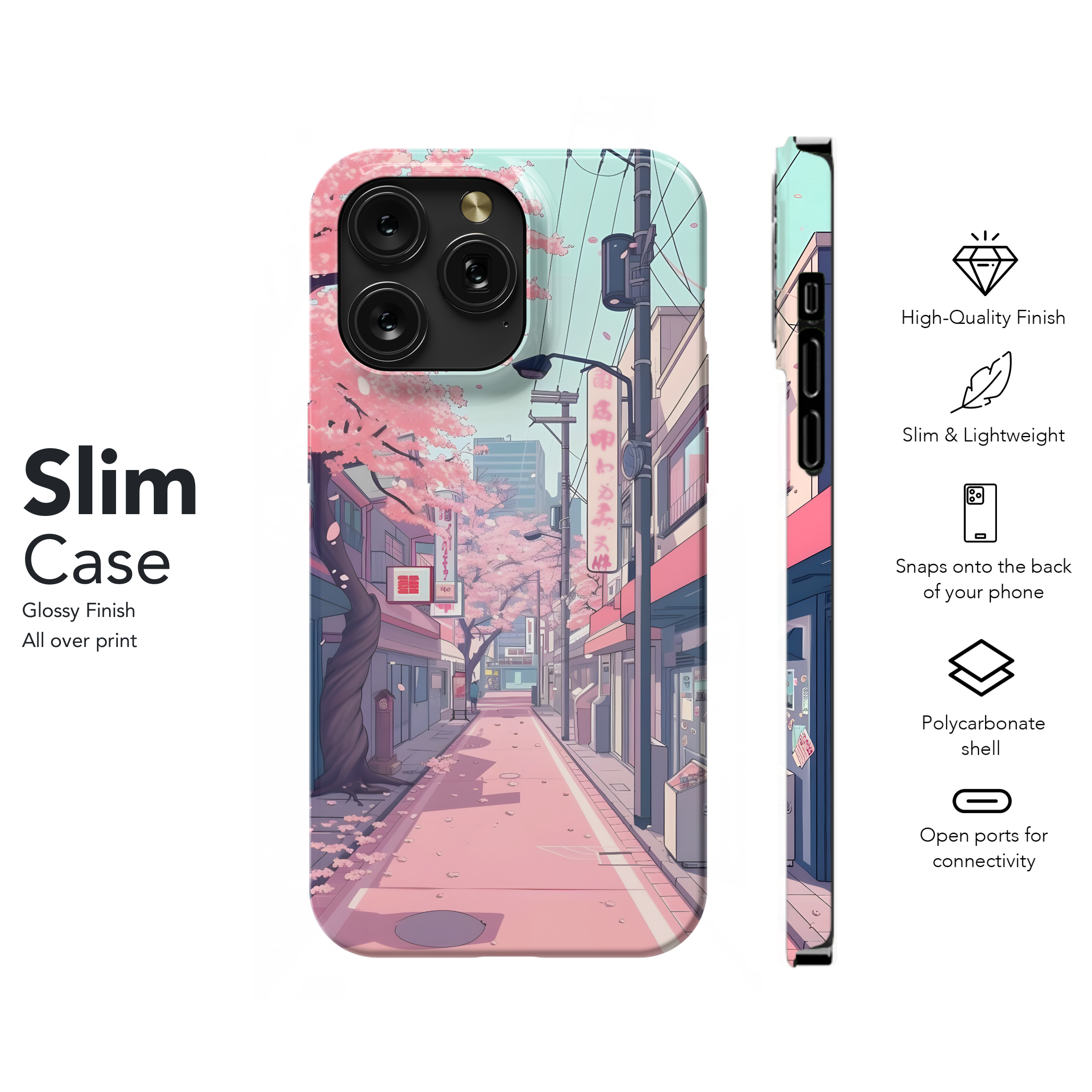 Pink Blossom Street
 Phone Case iPhone Samsung Cover Pixel 4490 - Image 7