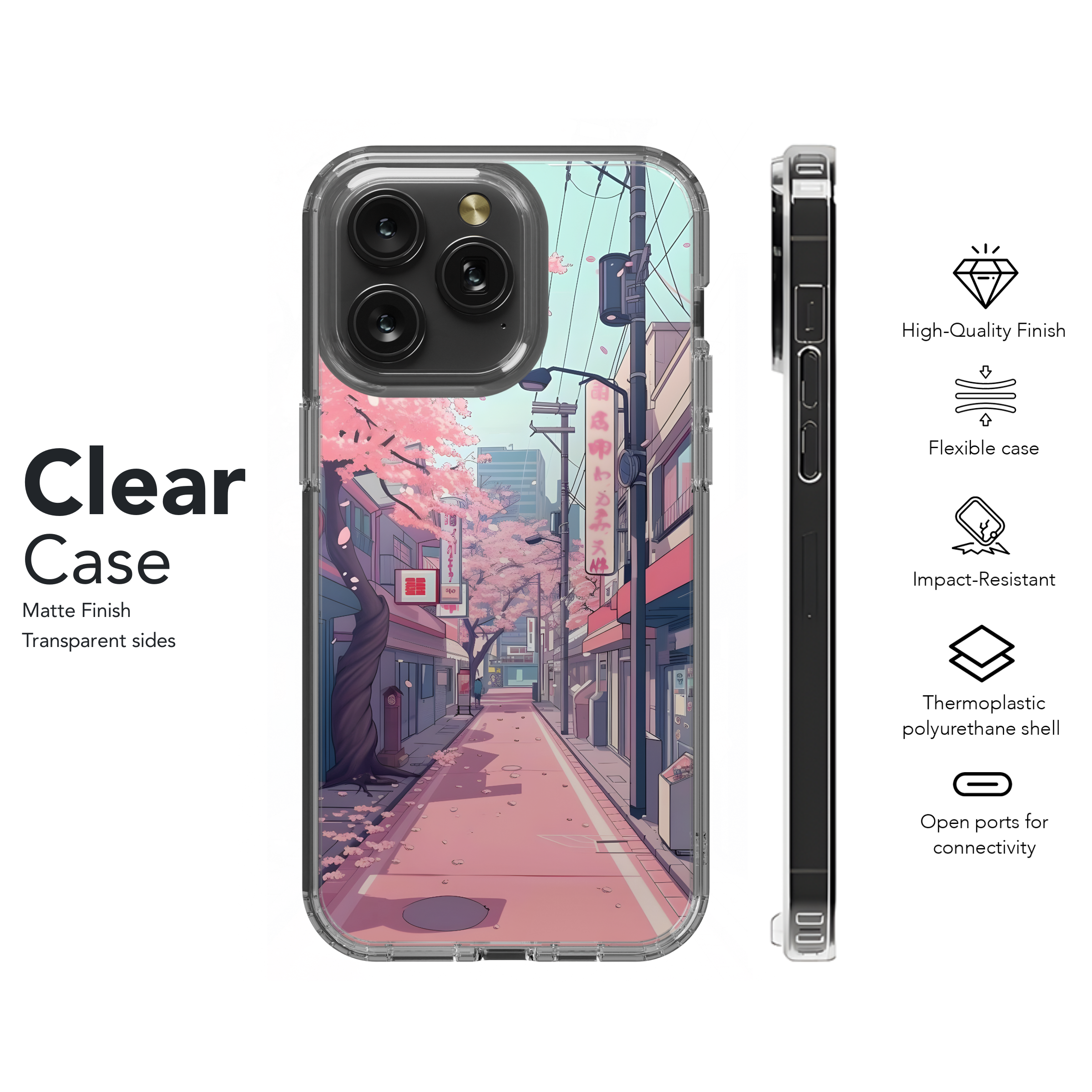 Pink Blossom Street
 Phone Case iPhone Samsung Cover Pixel 4490 - Image 8