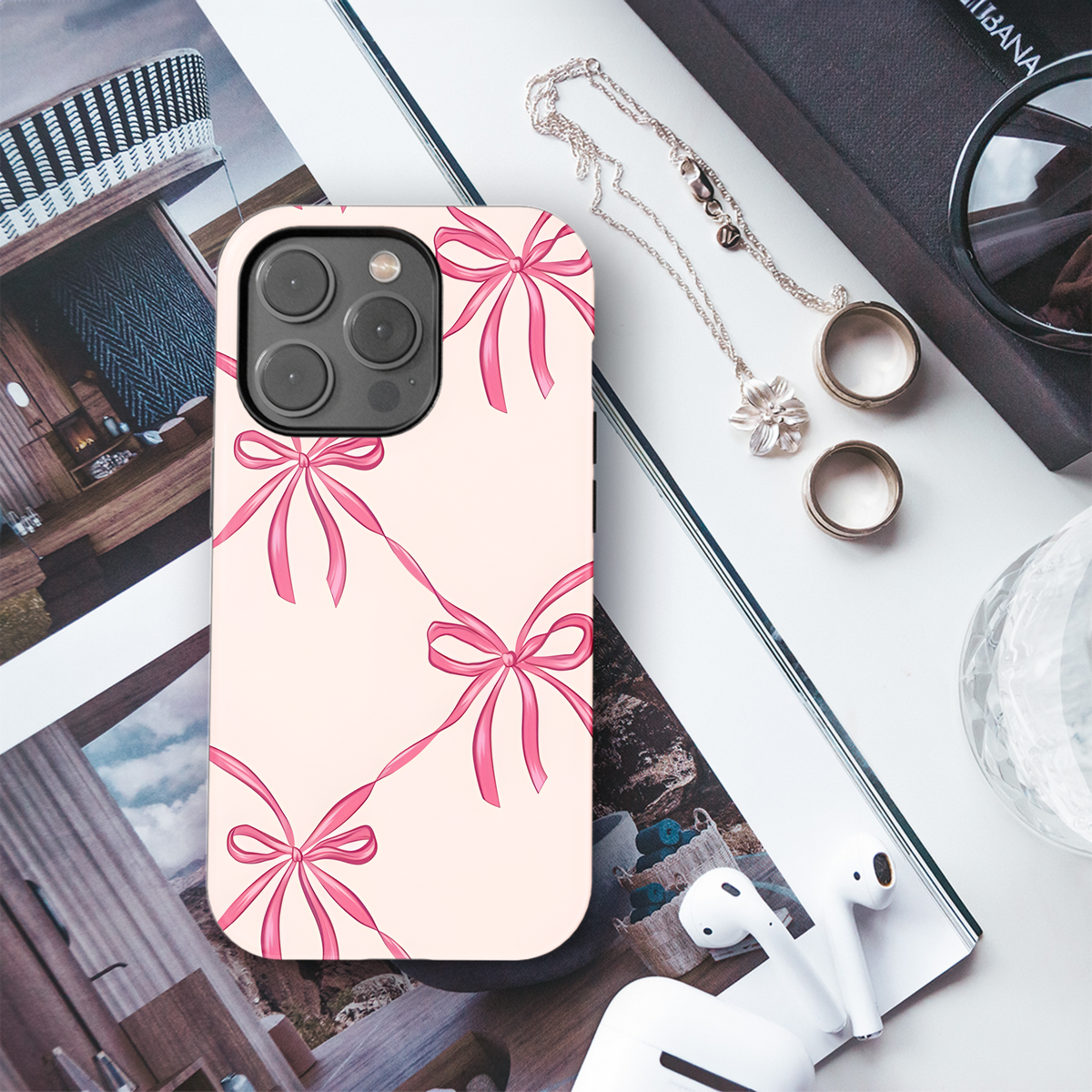 Pink Bow Seamless Pattern Phone Case iPhone Samsung Cover Pixel 2446 - Image 3