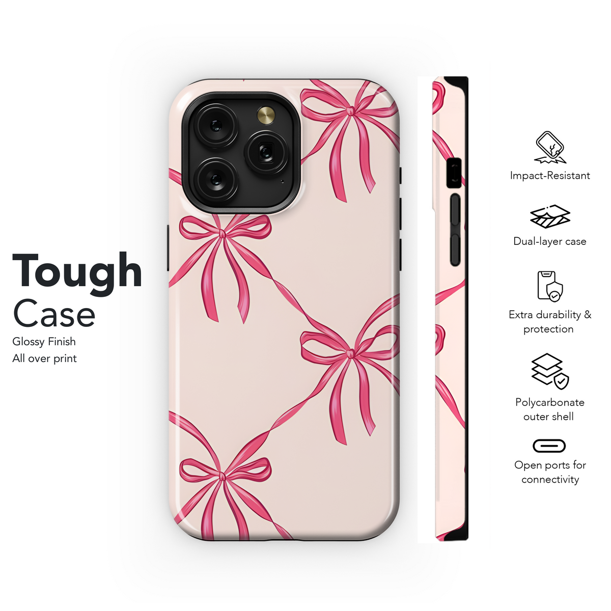 Pink Bow Seamless Pattern Phone Case iPhone Samsung Cover Pixel 2446 - Image 6