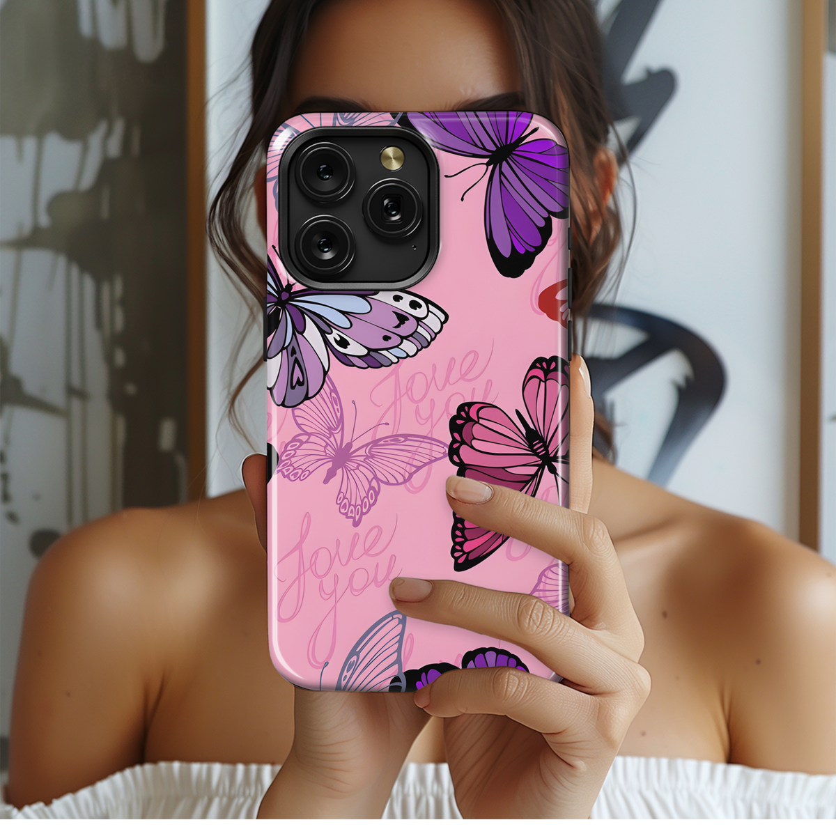 Pink Butterfly Phone Case iPhone Samsung Cover Pixel 3949 - Image 2