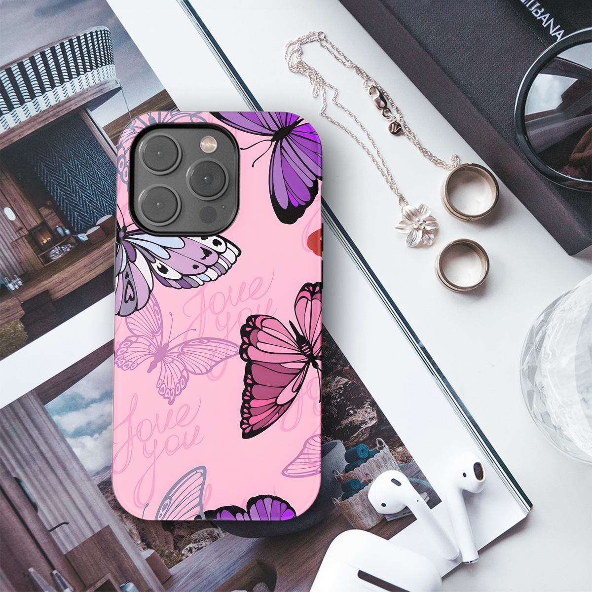 Pink Butterfly Phone Case iPhone Samsung Cover Pixel 3949 - Image 3