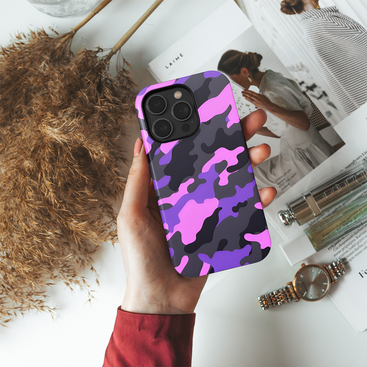 Pink Camouflage Military Phone Case iPhone Samsung Cover Pixel 2195 - Image 4