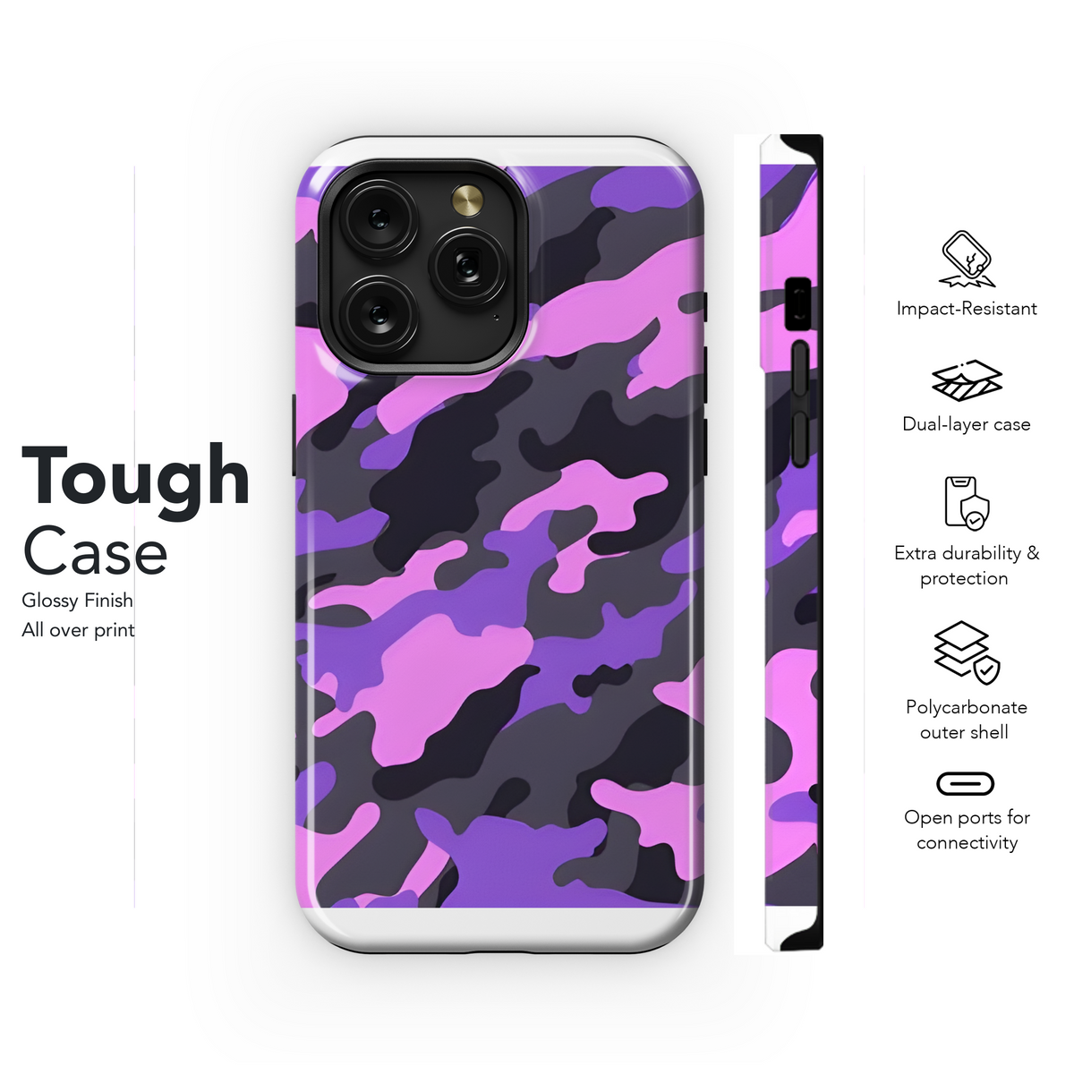 Pink Camouflage Military Phone Case iPhone Samsung Cover Pixel 2195 - Image 6