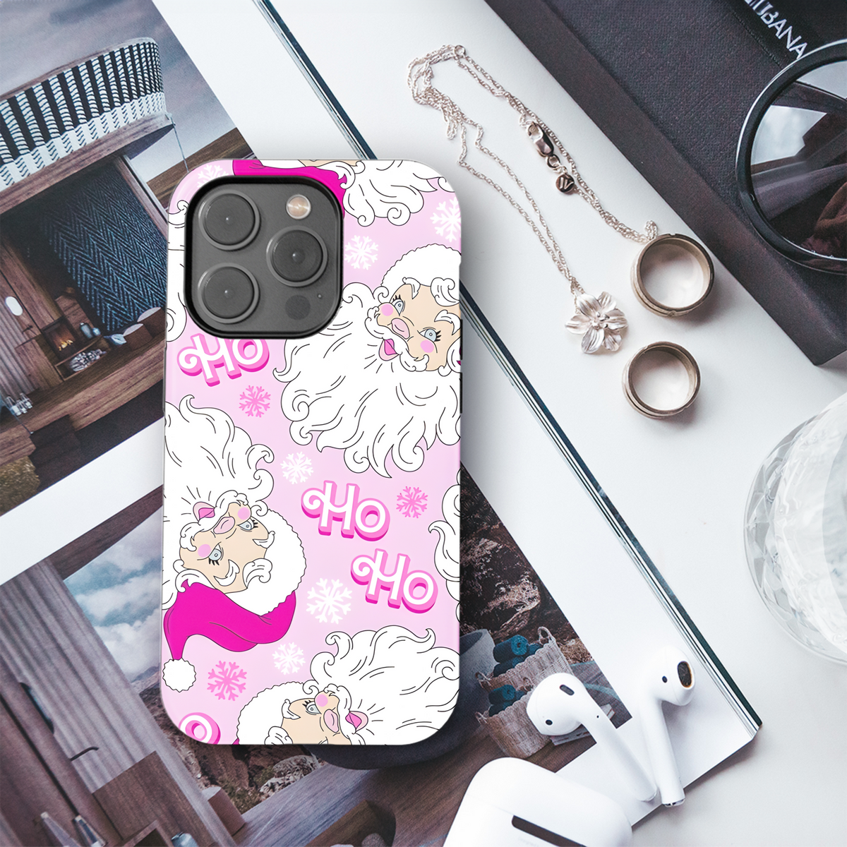 Pink Christmas Santa Pattern Phone Case iPhone Samsung Cover Pixel 2165 - Image 3