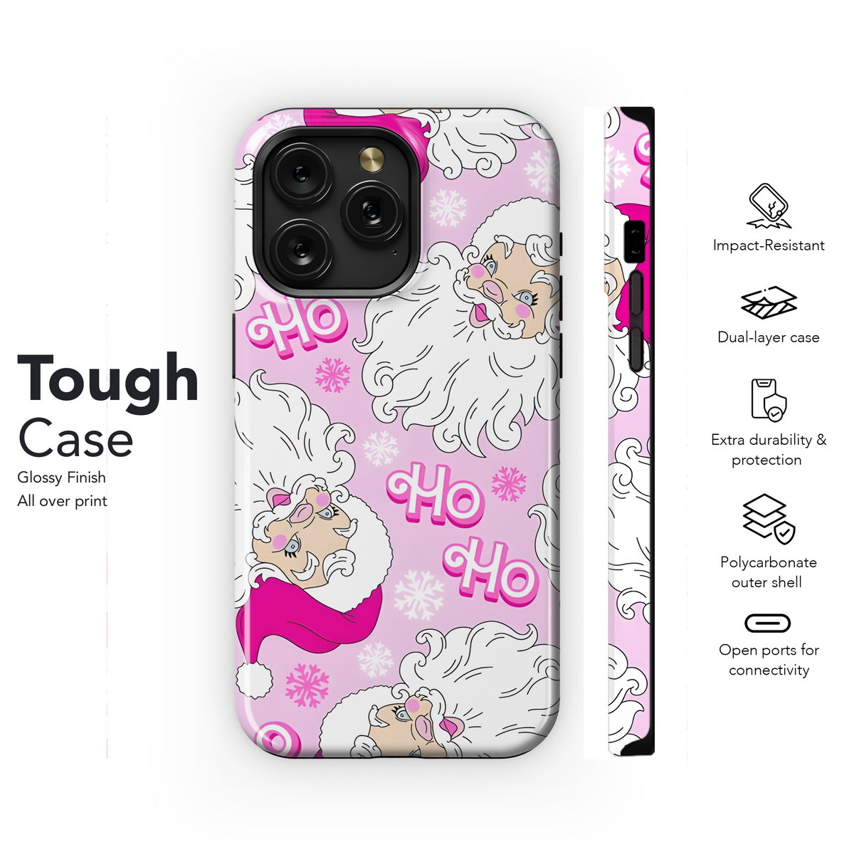 Pink Christmas Santa Pattern Phone Case iPhone Samsung Cover Pixel 2165 - Image 6