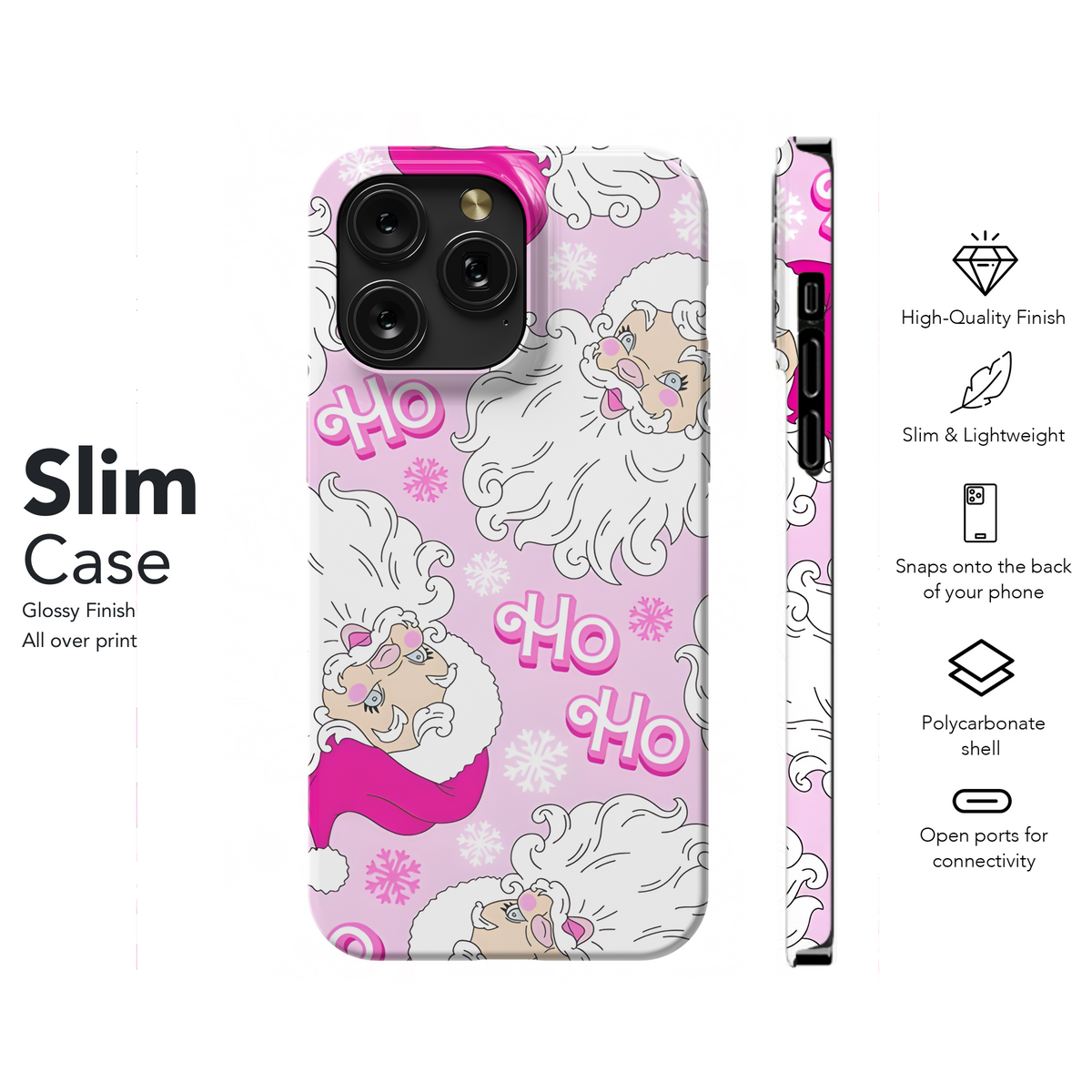 Pink Christmas Santa Pattern Phone Case iPhone Samsung Cover Pixel 2165 - Image 7