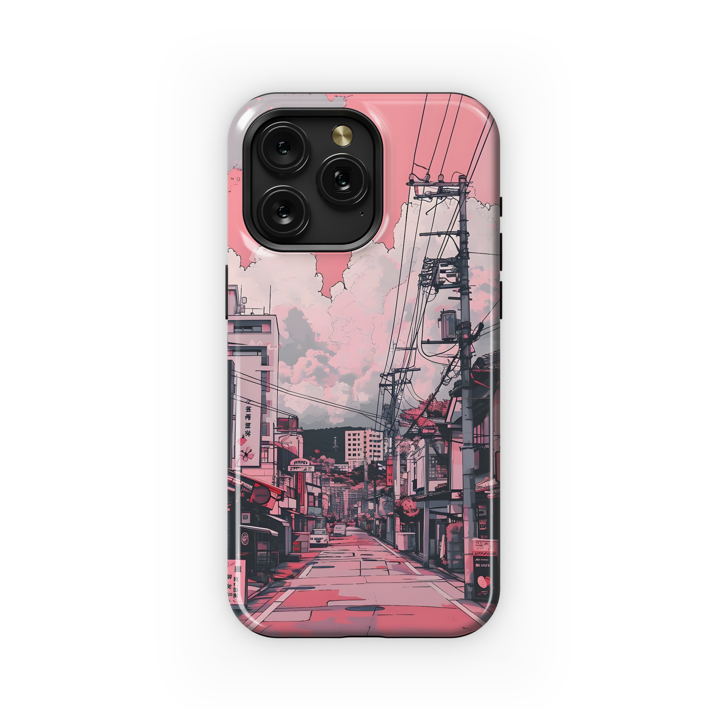 Pink Cityscape Street
 Phone Case iPhone Samsung Cover Pixel 4493 - Image 1