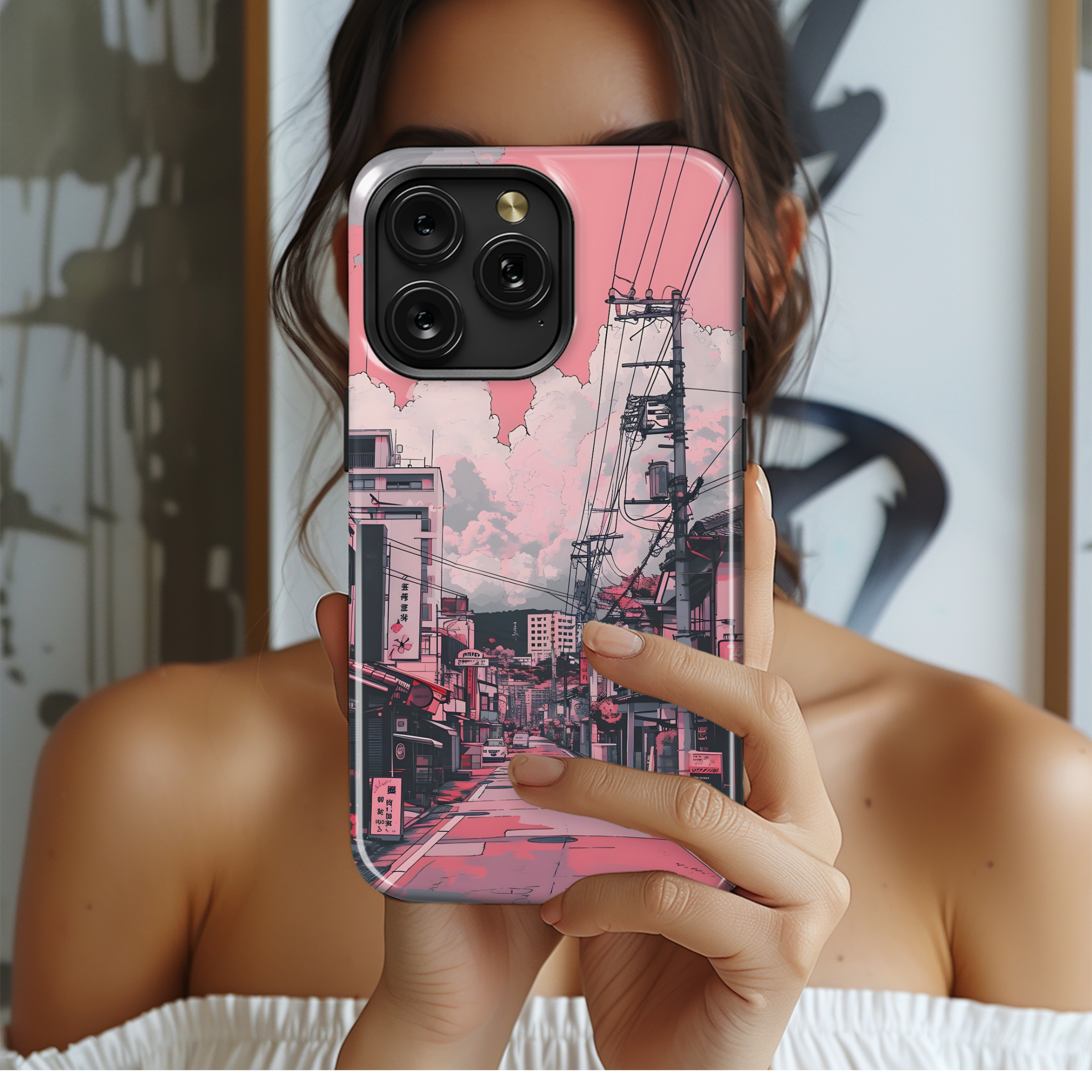 Pink Cityscape Street
 Phone Case iPhone Samsung Cover Pixel 4493 - Image 2