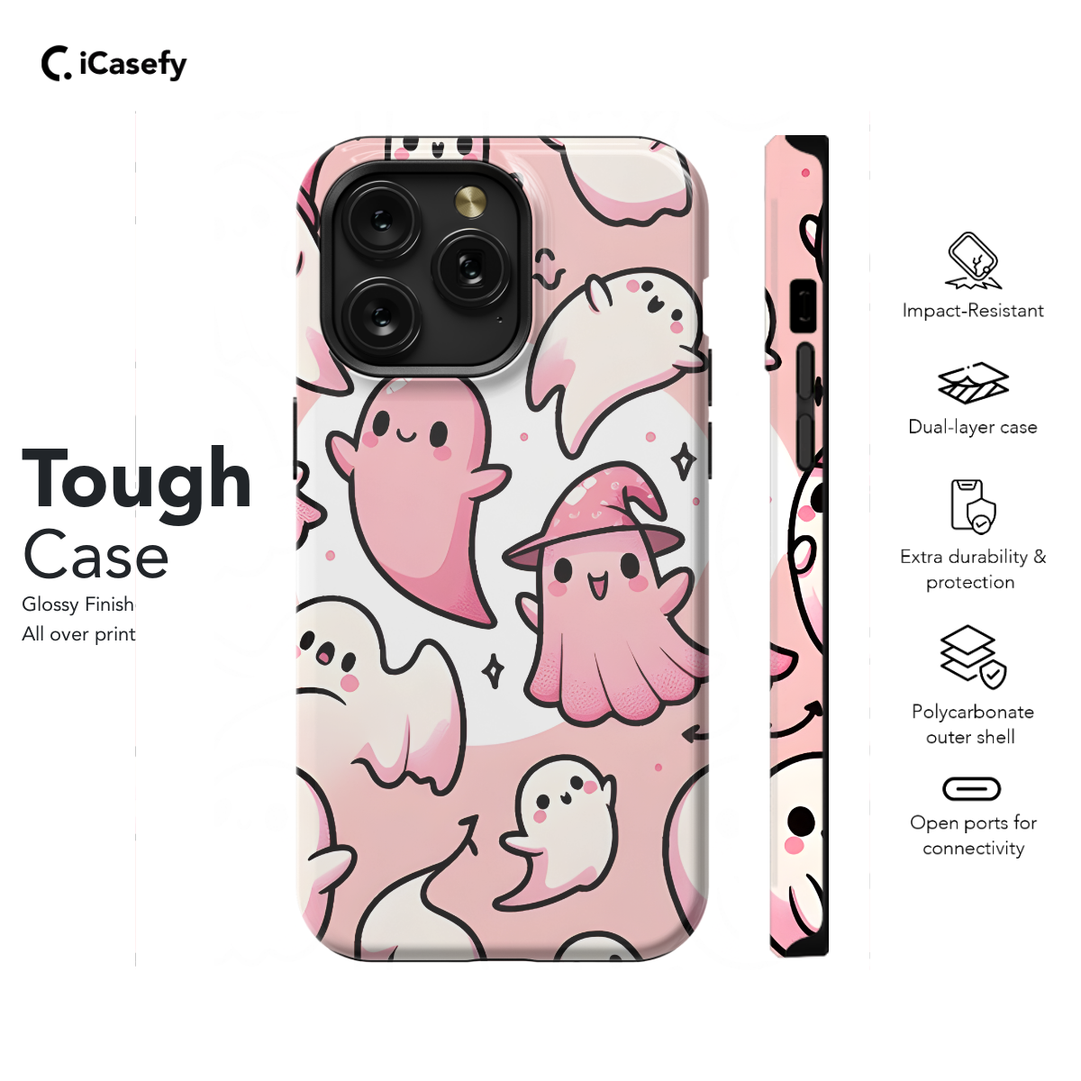 Pink Cute Halloween Ghost Phone Case iPhone Samsung Cover Pixel 1680 - Image 5