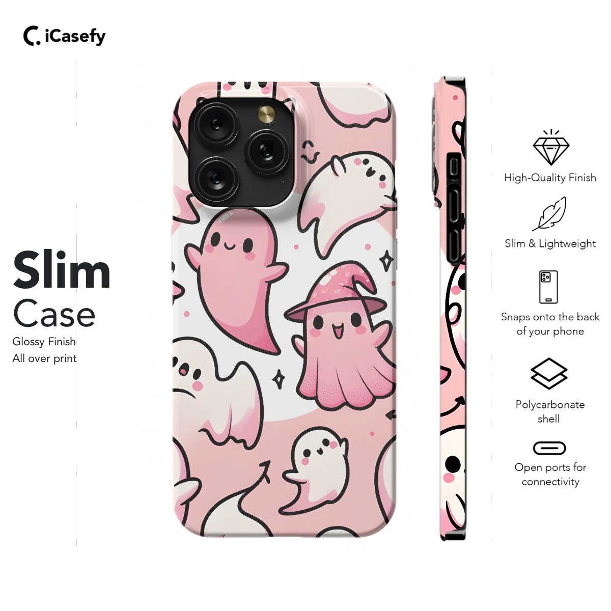 Pink Cute Halloween Ghost Phone Case iPhone Samsung Cover Pixel 1680 - Image 6