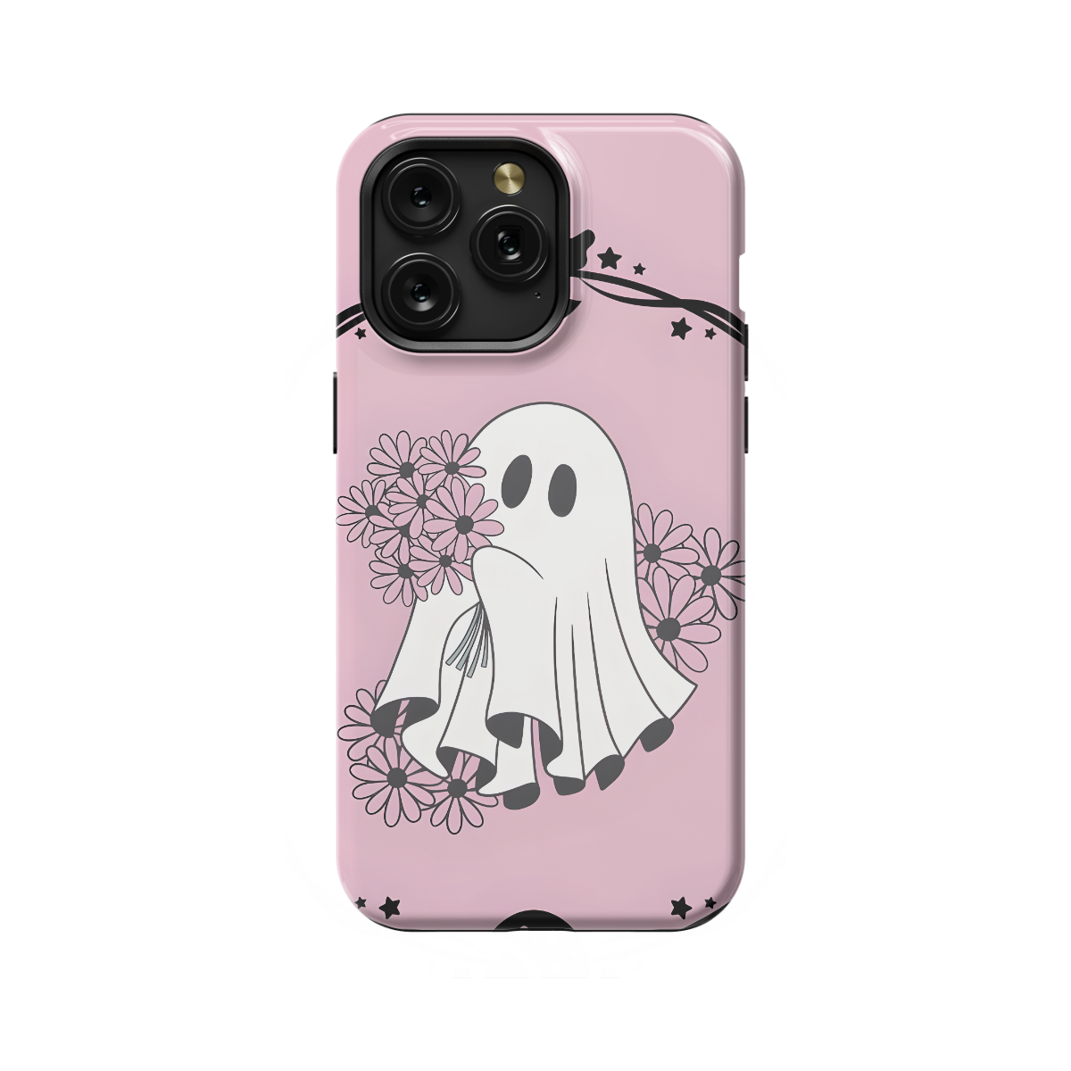 Pink Flower Cute Ghost Halloween Phone Case iPhone Samsung Pixel & More 258 - Image 1