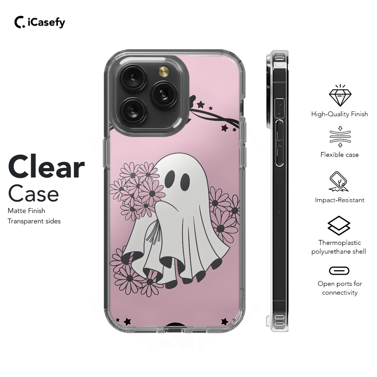 Pink Flower Cute Ghost Halloween Phone Case iPhone Samsung Pixel & More 258 - Image 7