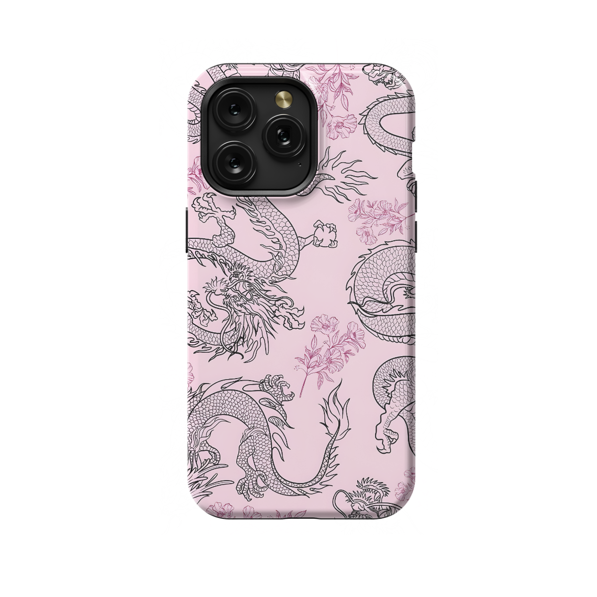 Pink Flower Dragon Phone Case iPhone Samsung Pixel & More 308 - Image 1