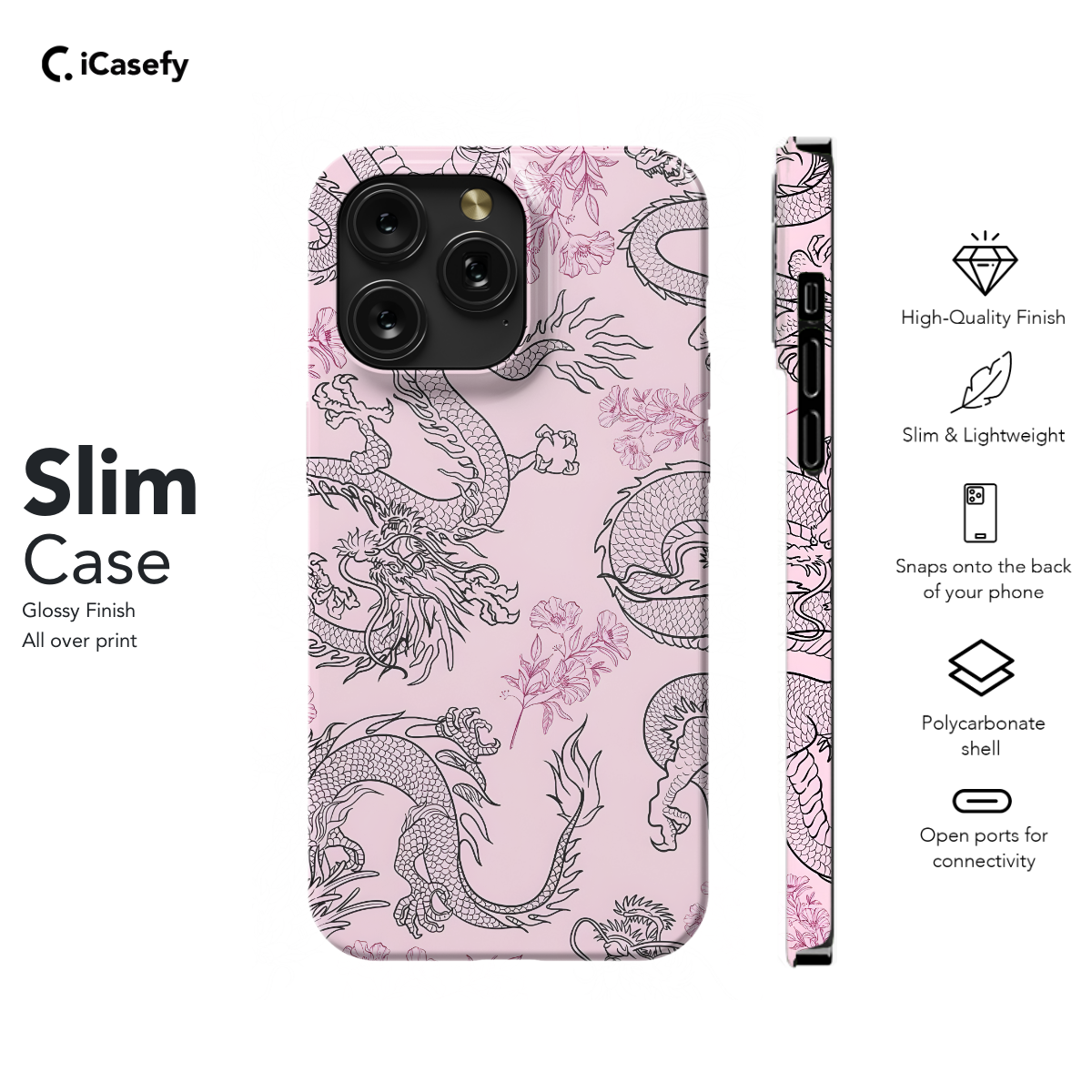 Pink Flower Dragon Phone Case iPhone Samsung Pixel & More 308 - Image 6