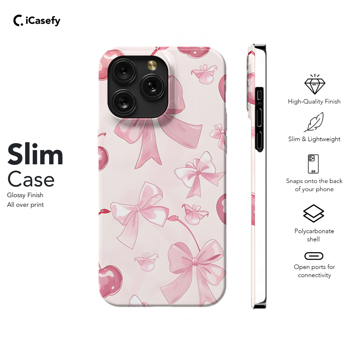 Pink Girly Coquette Cherry Bow Tie Ribbons Phone Case iPhone Samsung Cover Pixel 1165 - Image 6