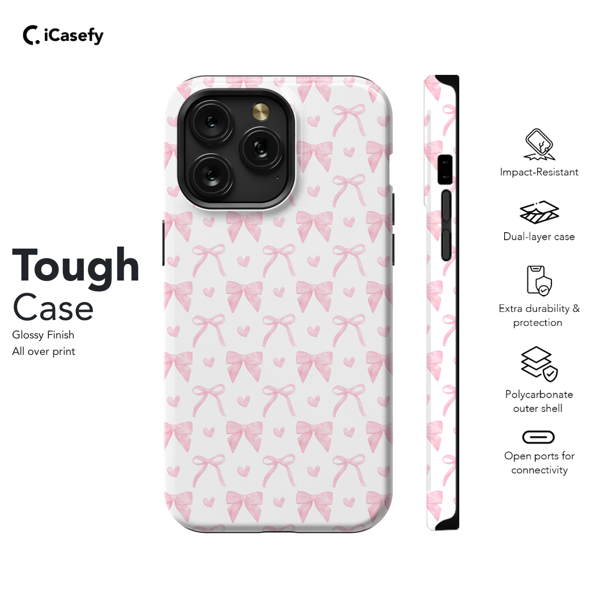 Pink Heart Aesthetic Coquette Bow Phone Case iPhone Samsung Cover Pixel 1012 - Image 5