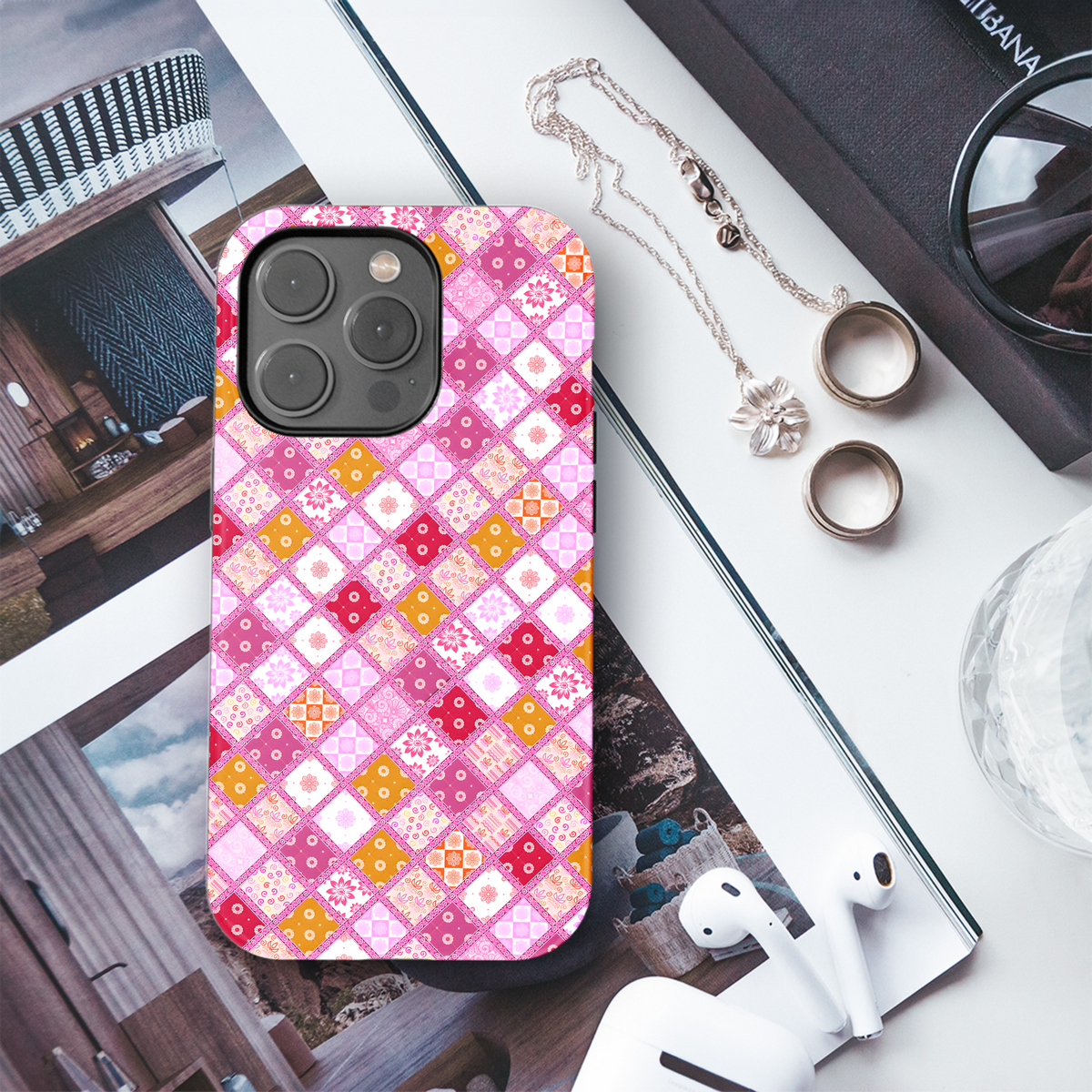 Pink Patchwork Delight
 Phone Case iPhone Samsung Cover Pixel 4204 - Image 3