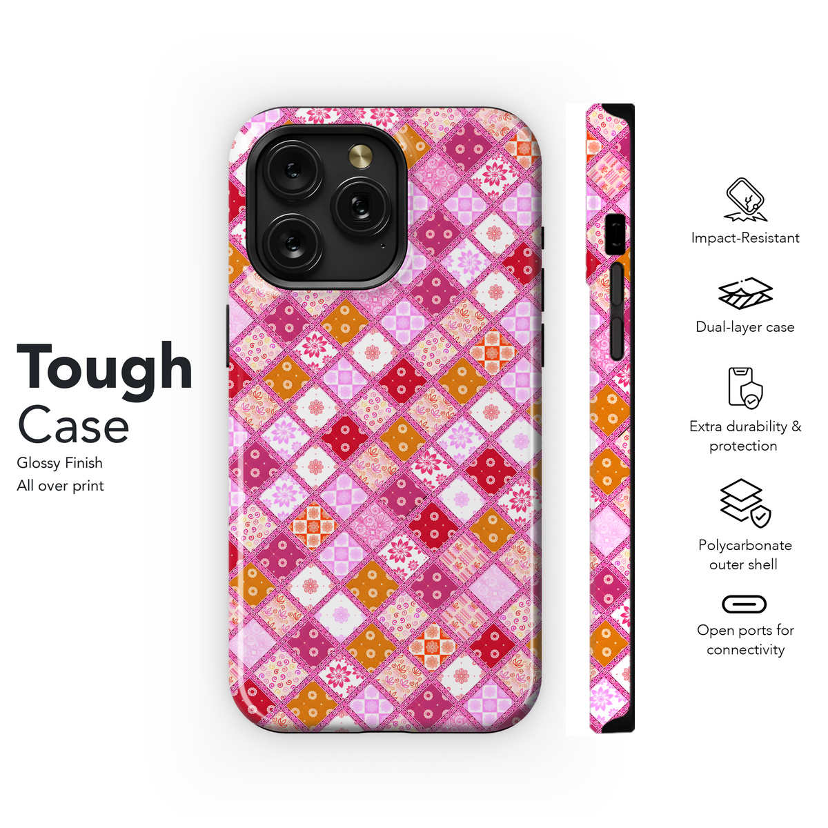 Pink Patchwork Delight
 Phone Case iPhone Samsung Cover Pixel 4204 - Image 6