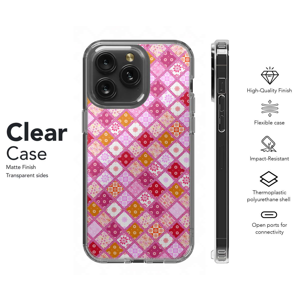 Pink Patchwork Delight
 Phone Case iPhone Samsung Cover Pixel 4204 - Image 8