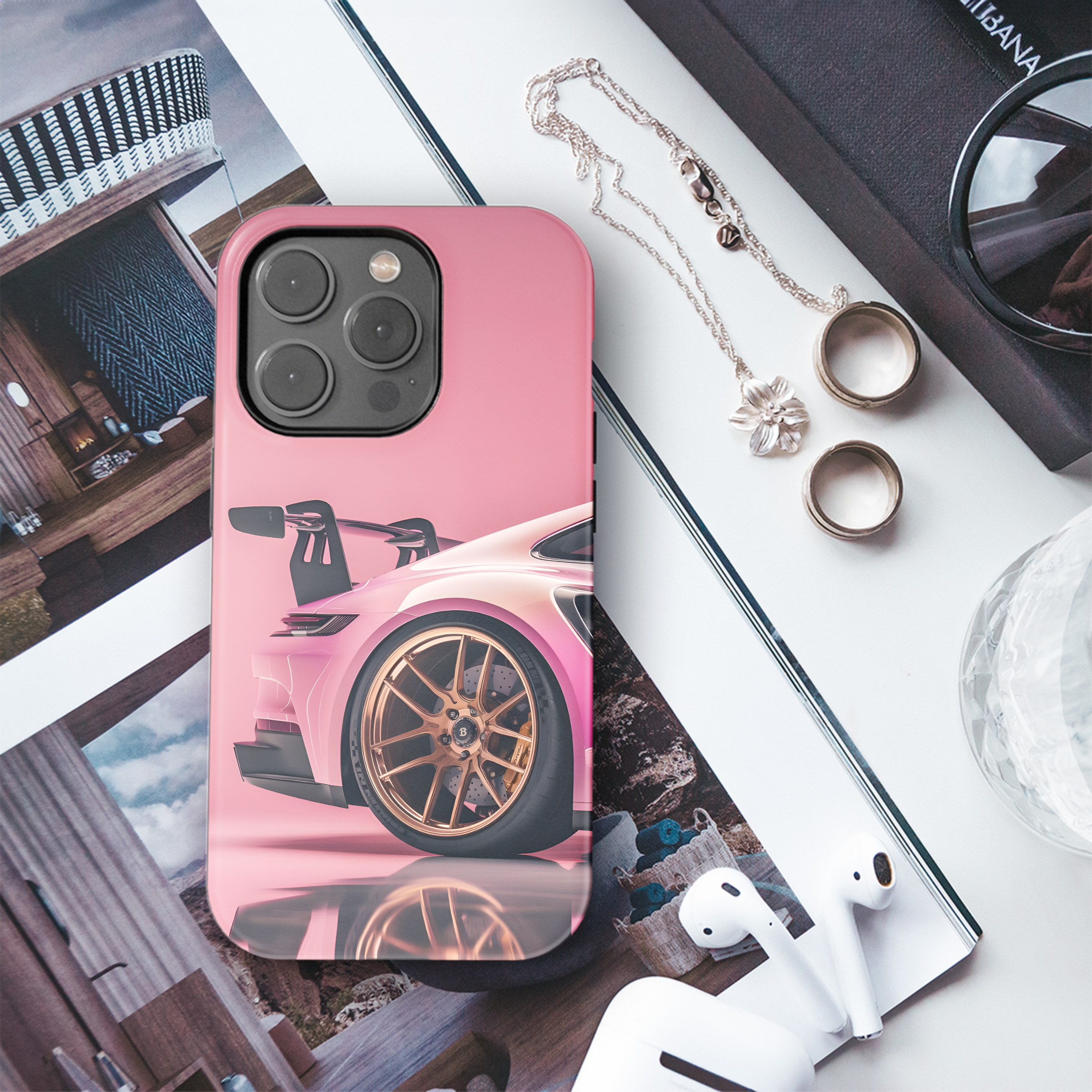 Pink Porsche Dream  
 Phone Case iPhone Samsung Cover Pixel 4412 - Image 3