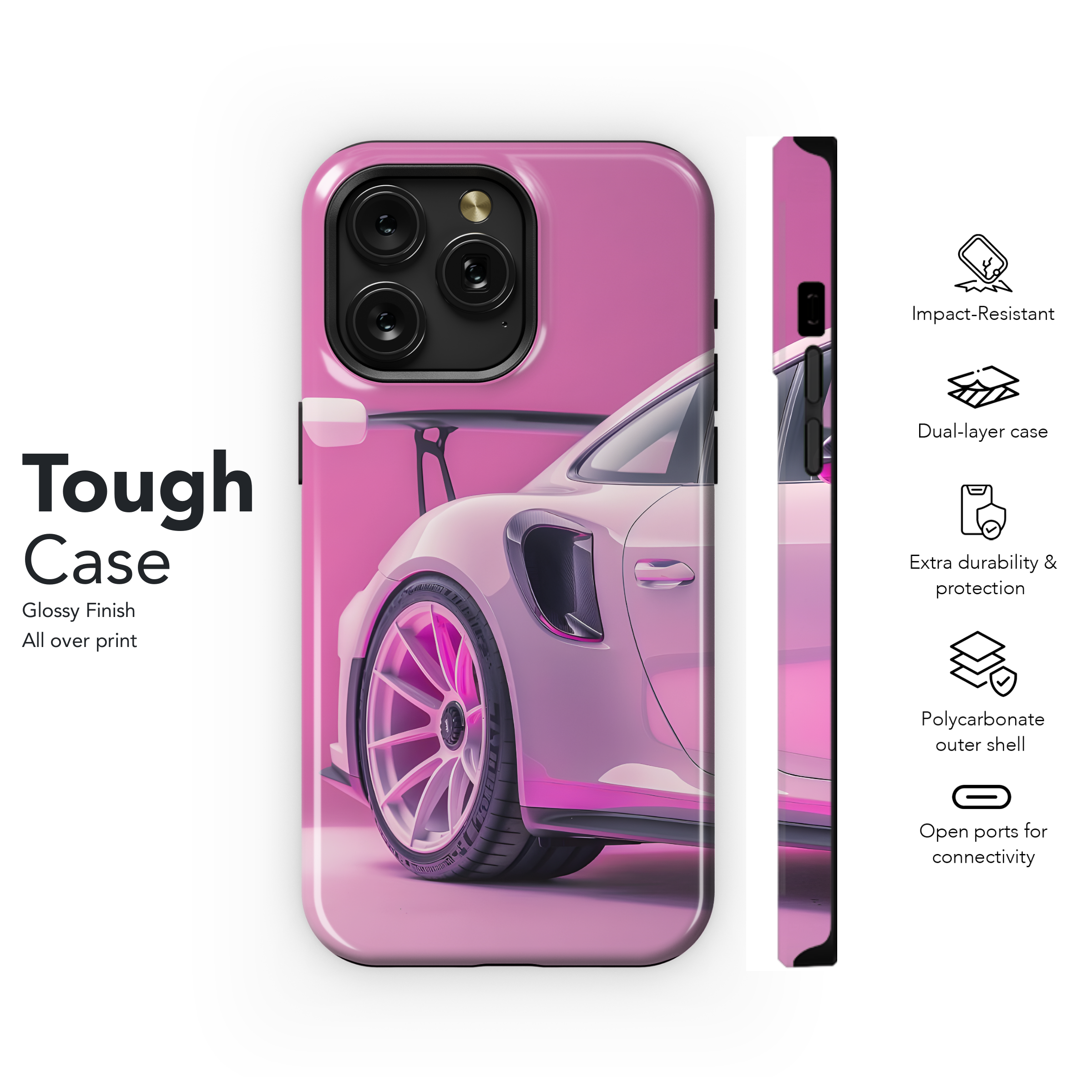 Pink Porsche GT3 RS
 Phone Case iPhone Samsung Cover Pixel 4422 - Image 6