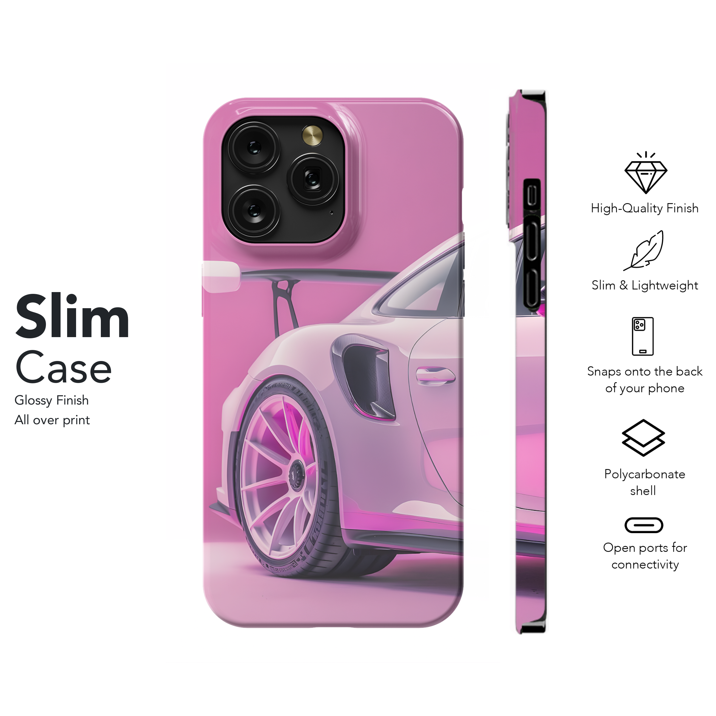 Pink Porsche GT3 RS
 Phone Case iPhone Samsung Cover Pixel 4422 - Image 7