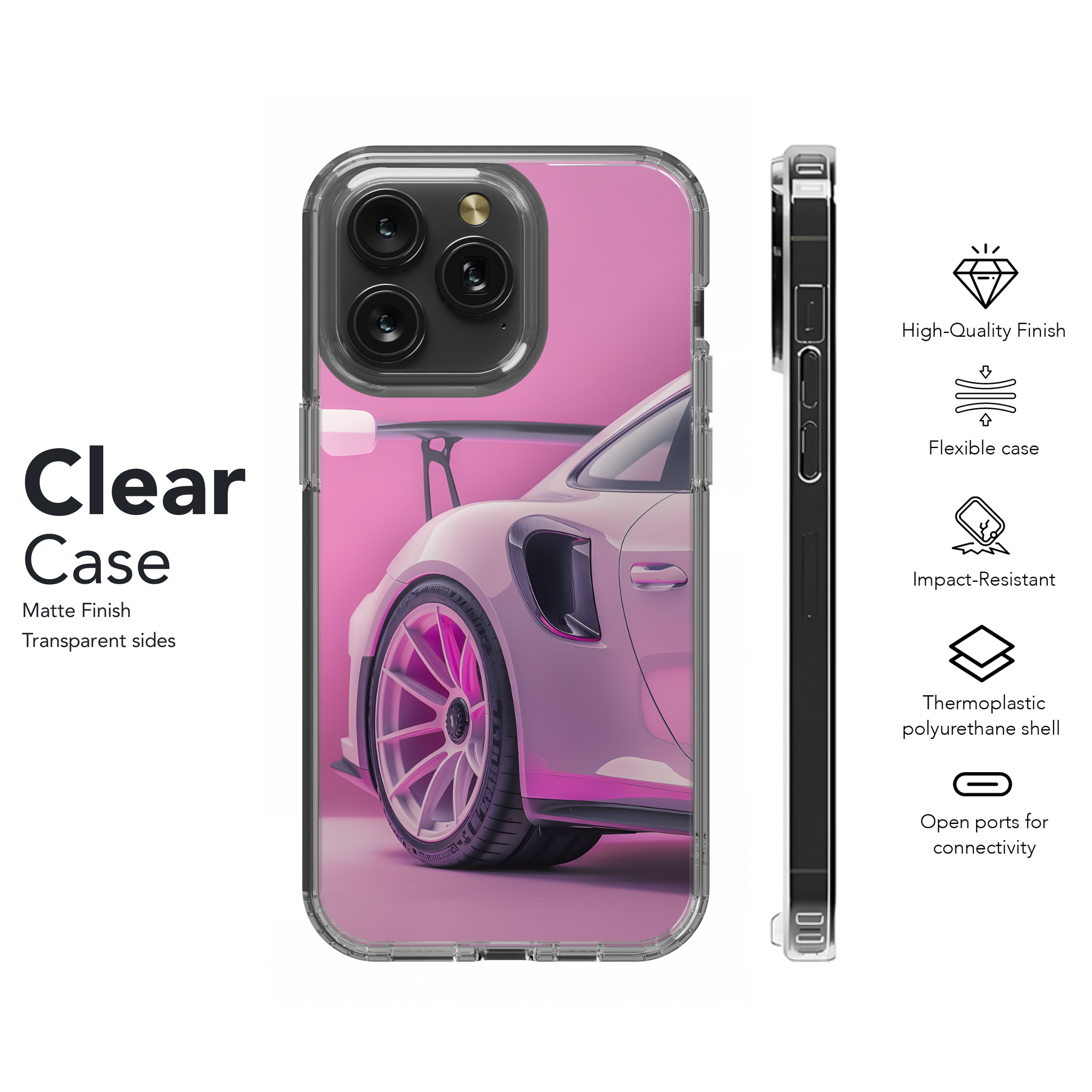 Pink Porsche GT3 RS
 Phone Case iPhone Samsung Cover Pixel 4422 - Image 8