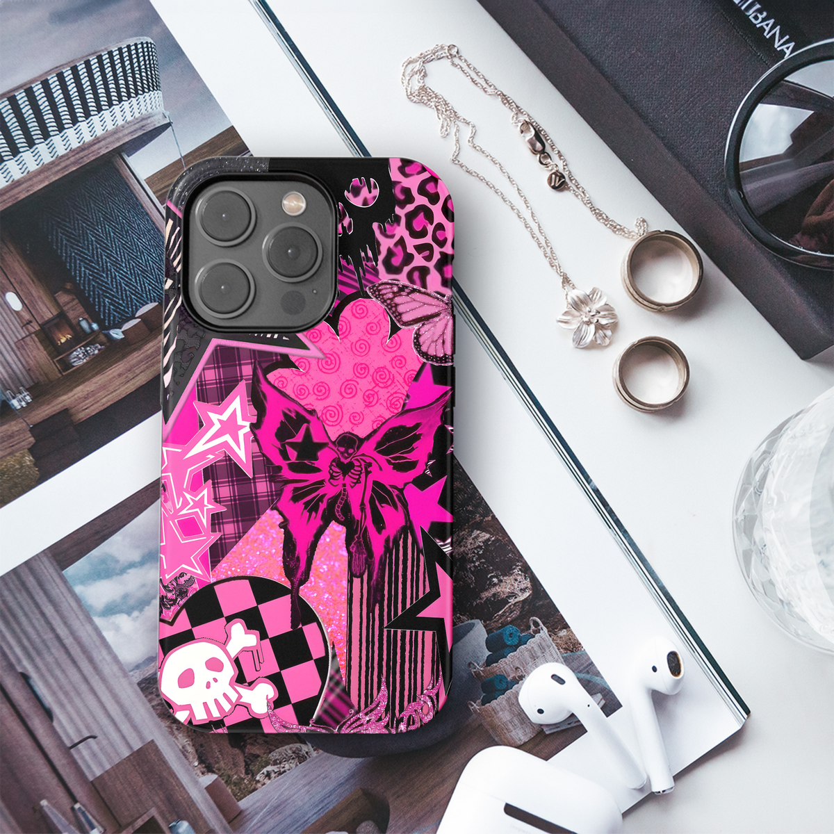 Pink Skull Glam Design
 Phone Case iPhone Samsung Cover Pixel 4088 - Image 3