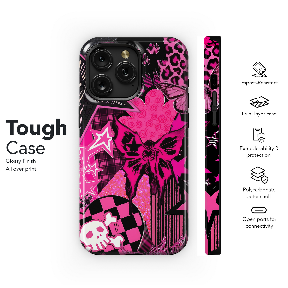 Pink Skull Glam Design
 Phone Case iPhone Samsung Cover Pixel 4088 - Image 6