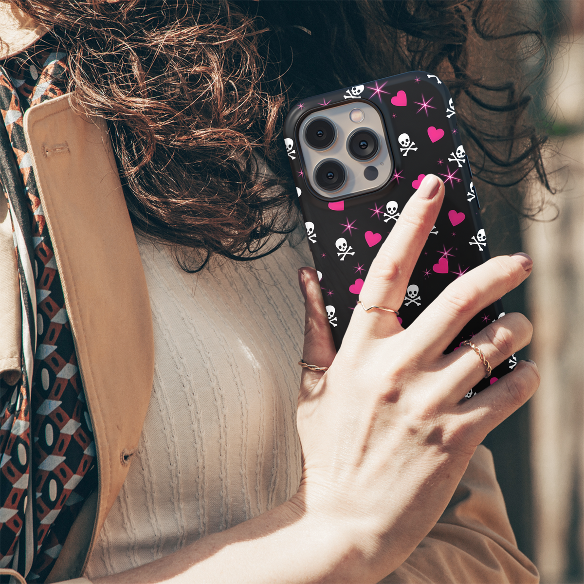 Pink Skull & Hearts Design
 Phone Case iPhone Samsung Cover Pixel 4092 - Image 5