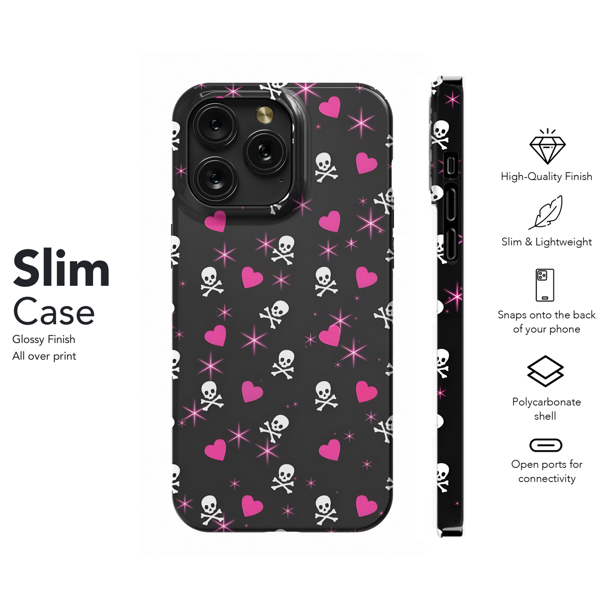 Pink Skull & Hearts Design
 Phone Case iPhone Samsung Cover Pixel 4092 - Image 7