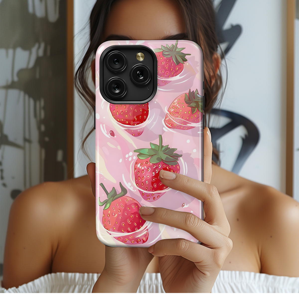 Pink Strawberry Swirl
 Phone Case iPhone Samsung Cover Pixel 4213 - Image 2