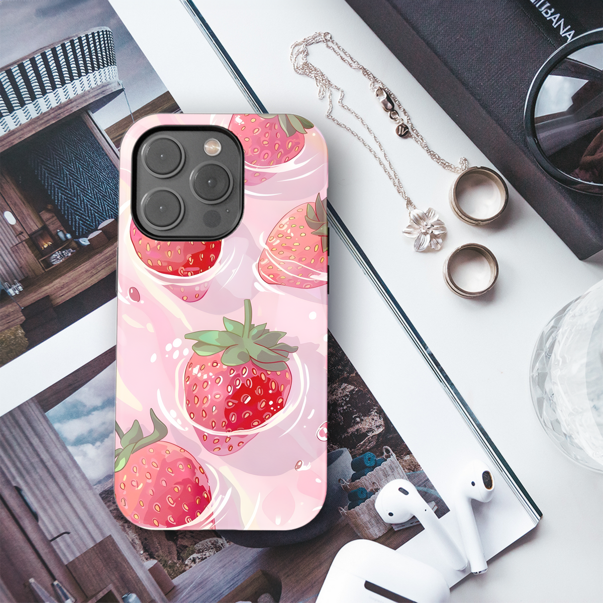 Pink Strawberry Swirl
 Phone Case iPhone Samsung Cover Pixel 4213 - Image 3