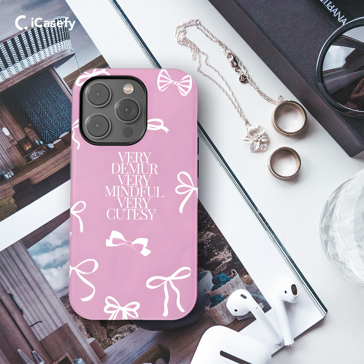 Pink Very Demur Very Mindful Very Cutesy Coquette Phone Case iPhone Samsung Cover Pixel 1348 - Image 3