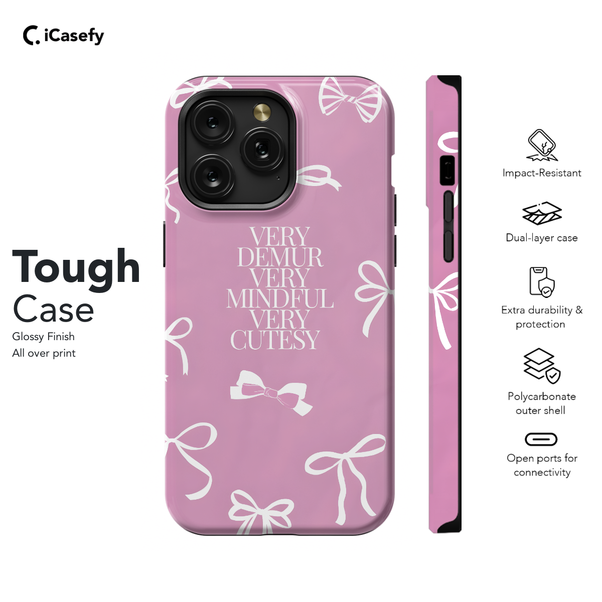 Pink Very Demur Very Mindful Very Cutesy Coquette Phone Case iPhone Samsung Cover Pixel 1348 - Image 5