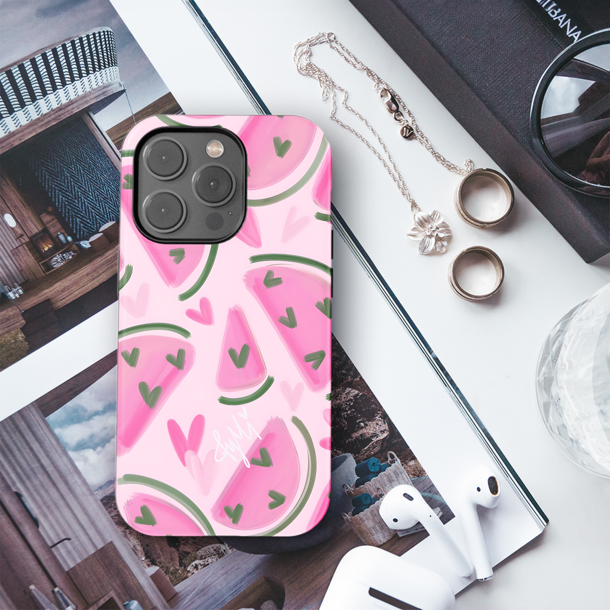 Pink Watermelon Hearts
 Phone Case iPhone Samsung Cover Pixel 4016 - Image 3