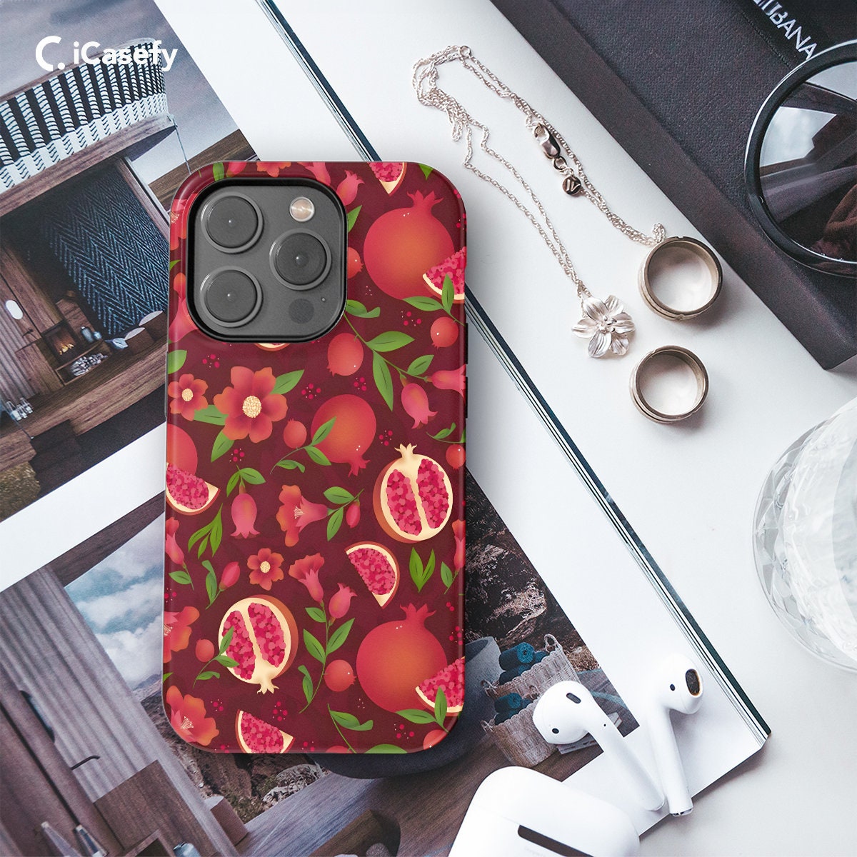 Pomegranate Pattern Phone Case - iPhone Samsung Pixel - Stylish  Protective - Image 3