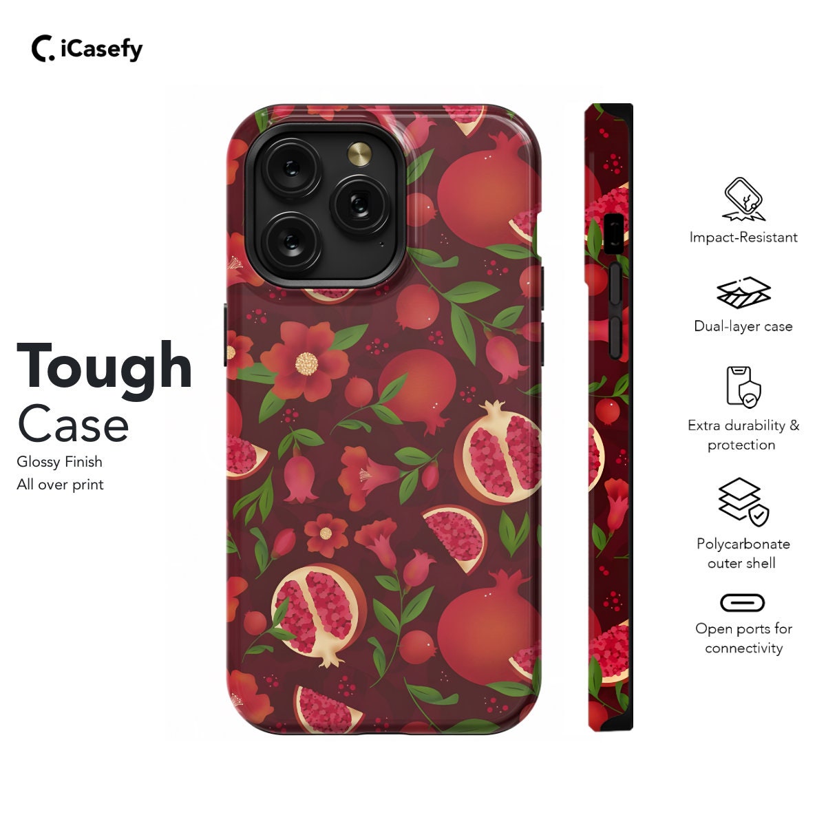 Pomegranate Pattern Phone Case - iPhone Samsung Pixel - Stylish  Protective - Image 5