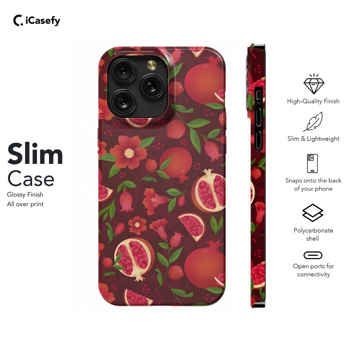 Pomegranate Pattern Phone Case - iPhone Samsung Pixel - Stylish  Protective - Image 6