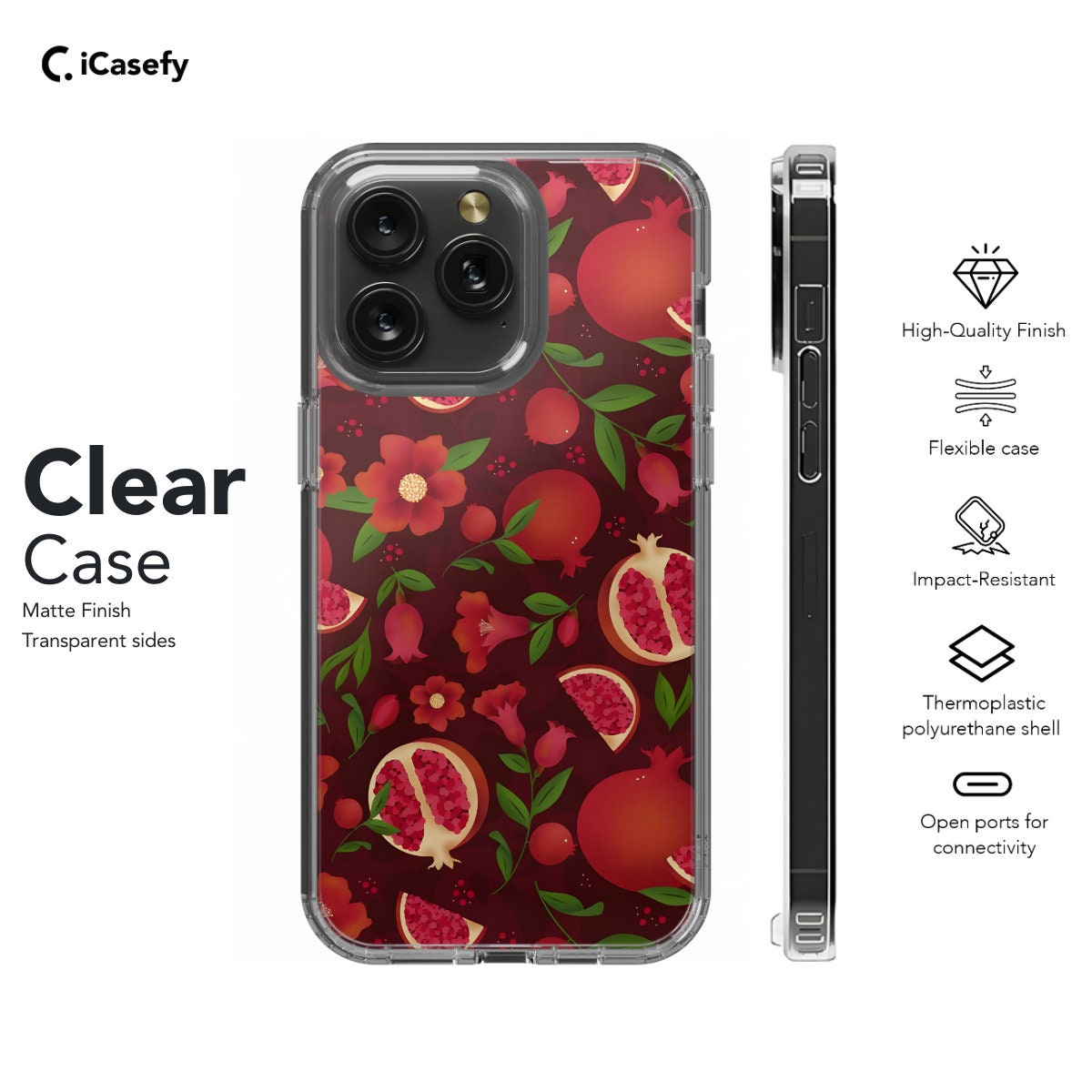 Pomegranate Pattern Phone Case - iPhone Samsung Pixel - Stylish  Protective - Image 7