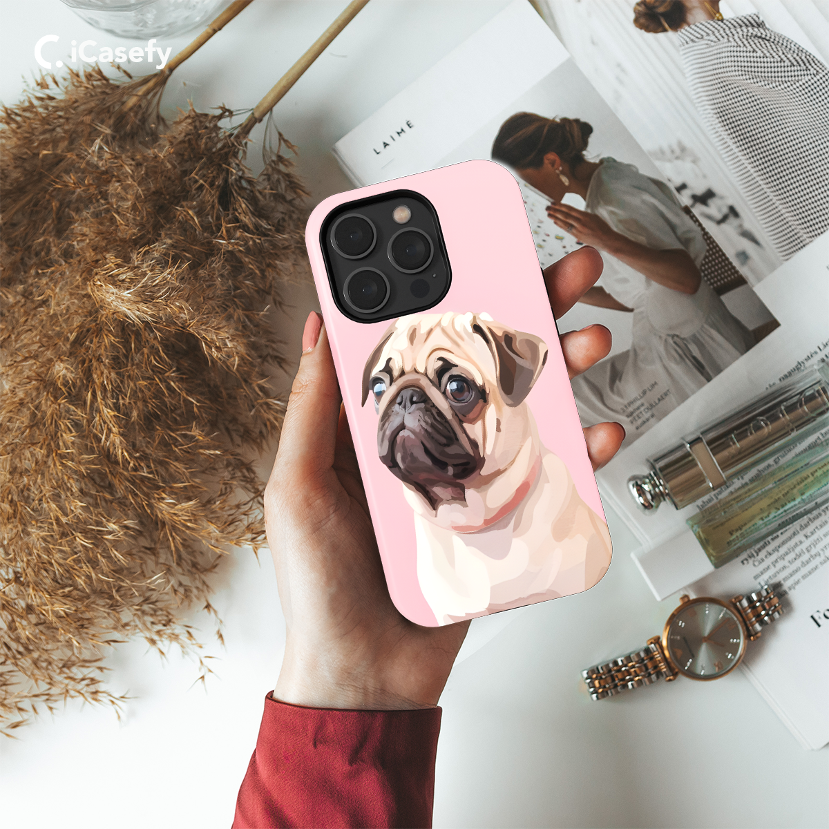 Portrait Dog Pug Phone Case iPhone Samsung Pixel & More 190 - Image 2